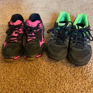 TWO pair volleyball shoes size 8 - Mizuno & ASICS
